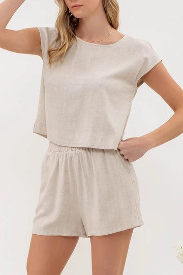 Ladies Linen Short Set