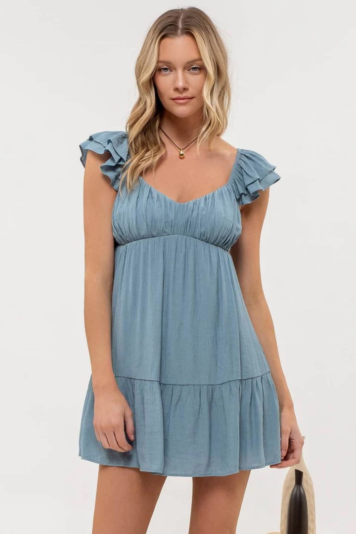 mini dusty blue dress Reece Mini Dress