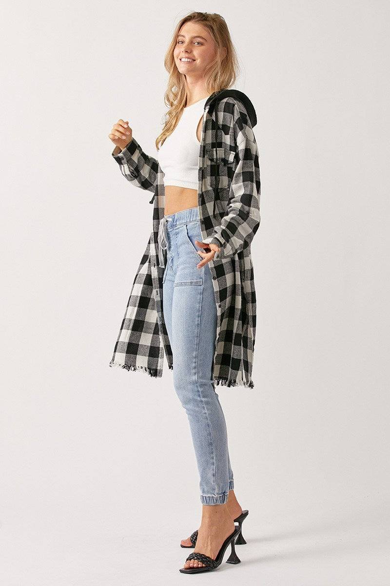 Black and white buffalo plaid outlet jacket