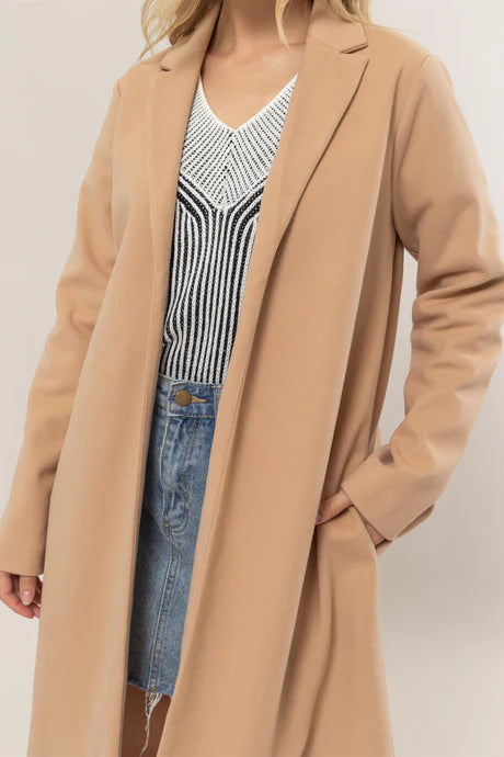 Open Front Half Coat - Camel Color