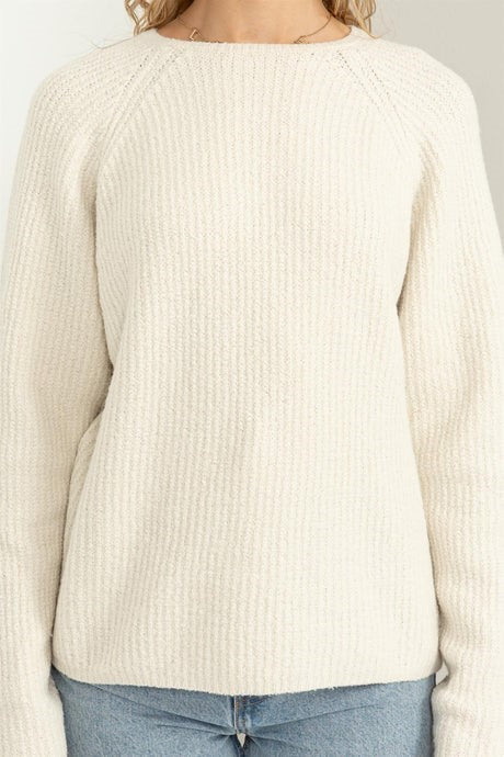 Cream Color Ribbed Sweater