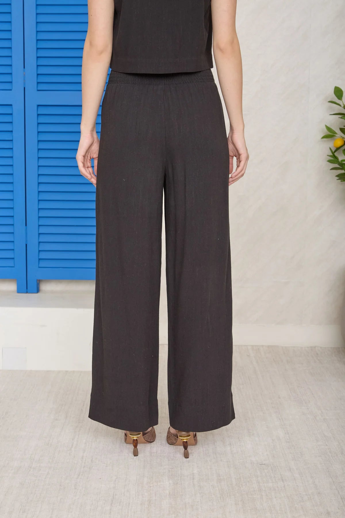 Ladies Black Linen Pants