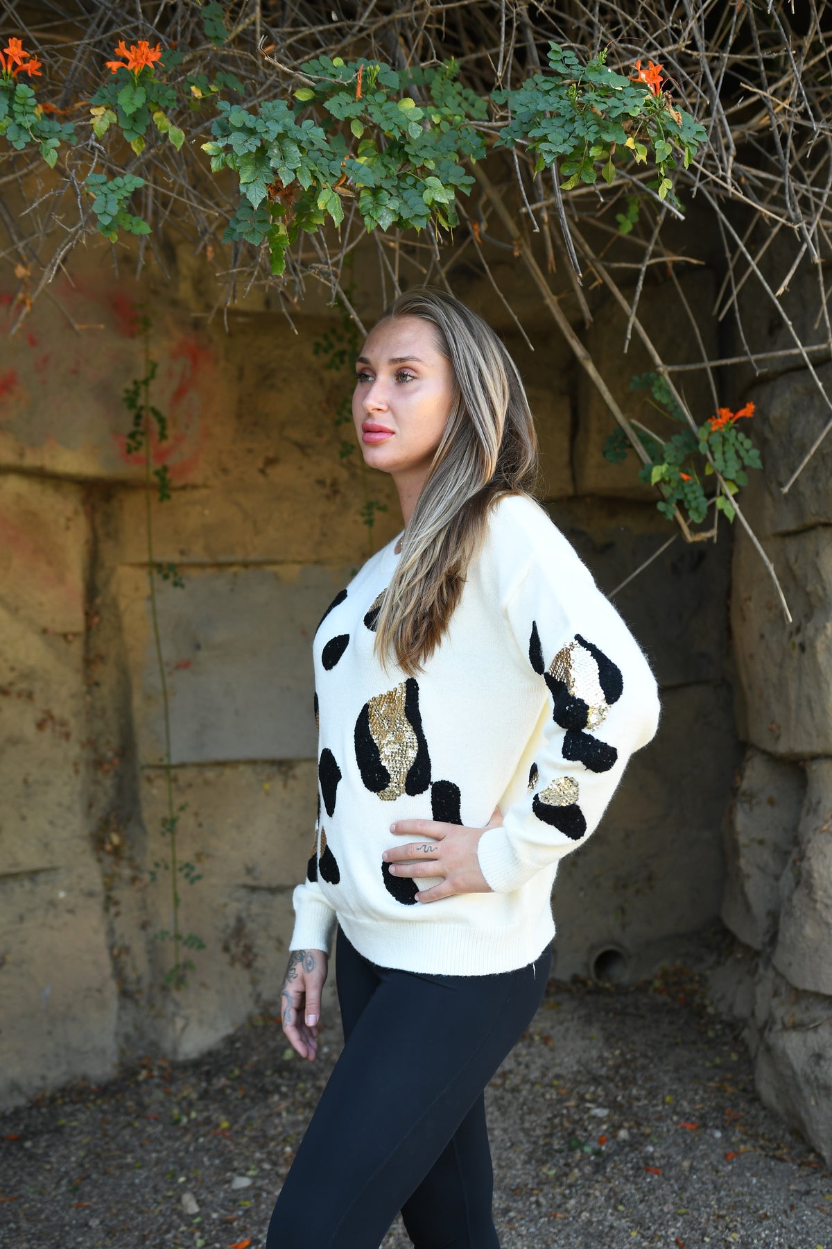 Women's Leopard Sequin Sweater