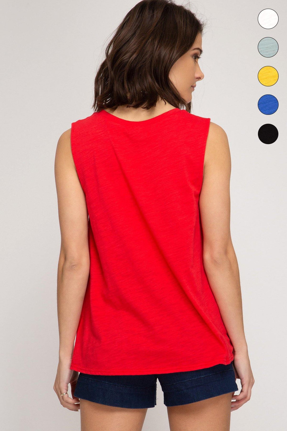 Sleeveless Knit Top - Red - Mirror Mirror Boutique