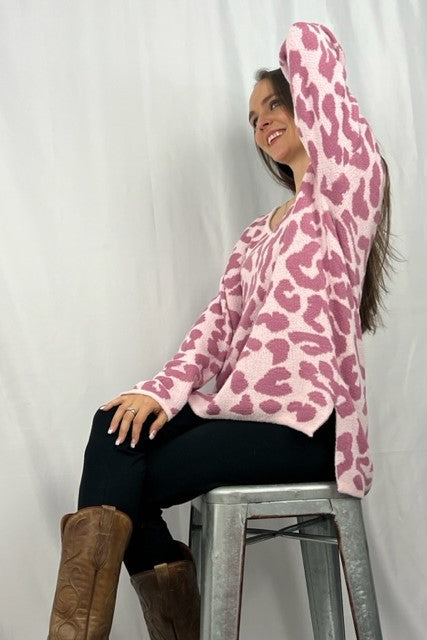 Pink Cheetah Print Sweater