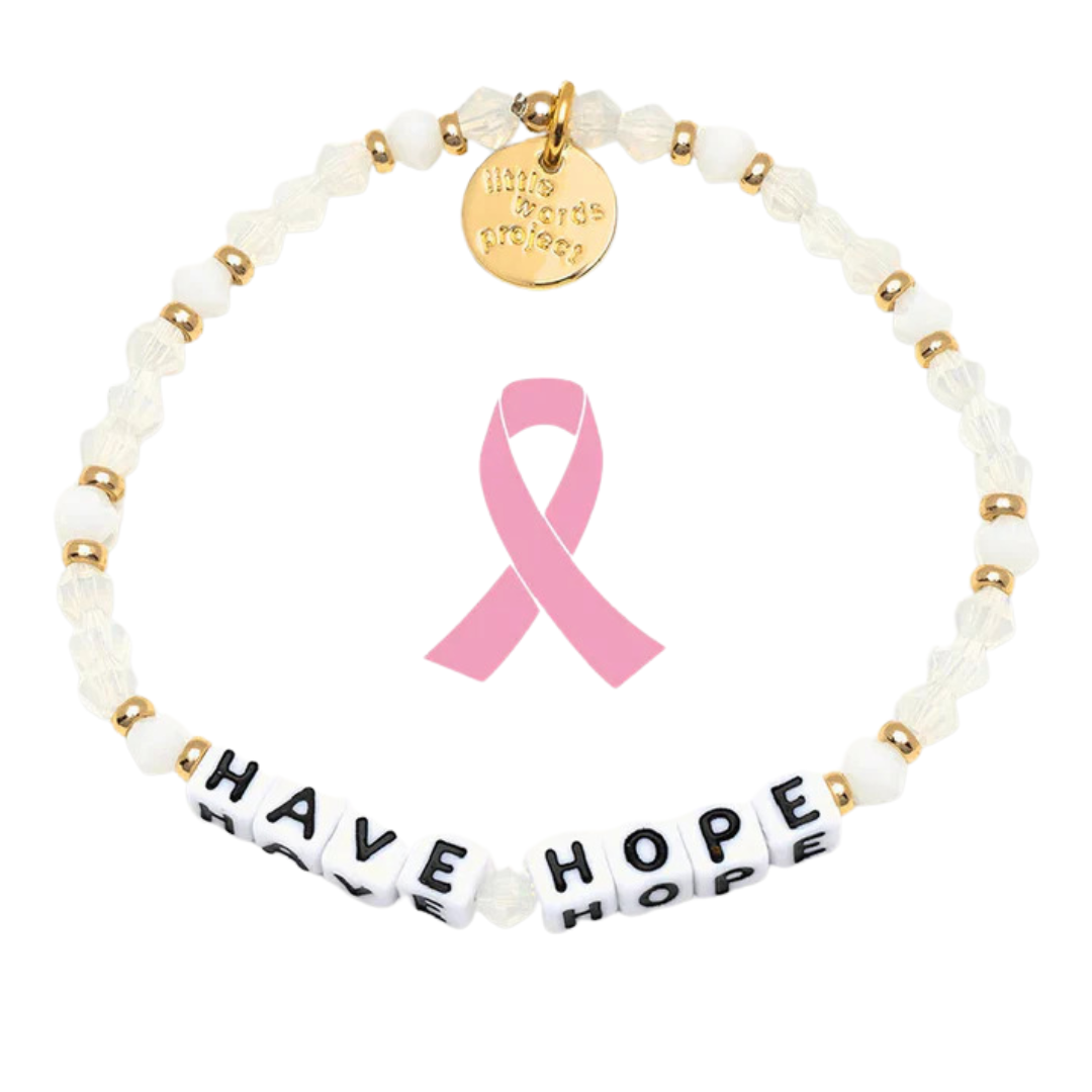 Silver Beaded 'Breast Cancer Awareness' Bracelets | Poppet London