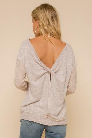 TWISTED OPEN BACK SWEATER - Mirror Mirror Boutique