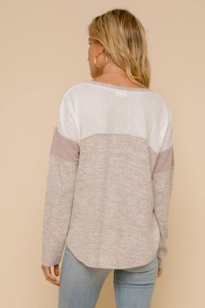 V-NECK BRUSHED HACCI LONG SLEEVE TEE - Mirror Mirror Boutique